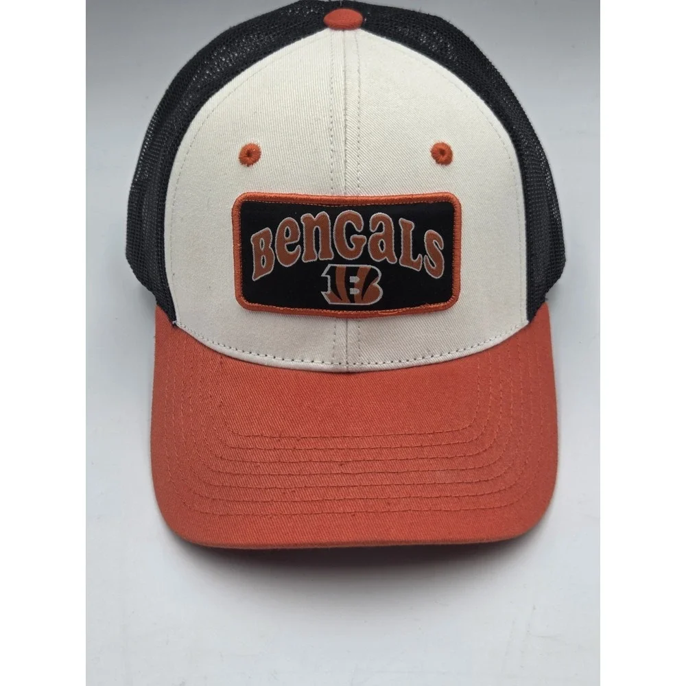 Youth Kids NFL Cincinnati Bengals Black/Orange Mesh Trucker Adjustable Hat New